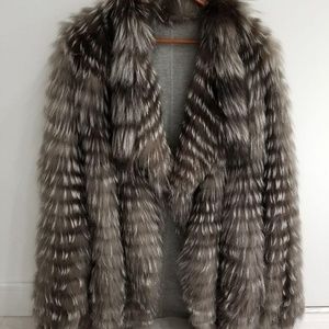 Yves Salomon knitted silver fox jacket, size fr40